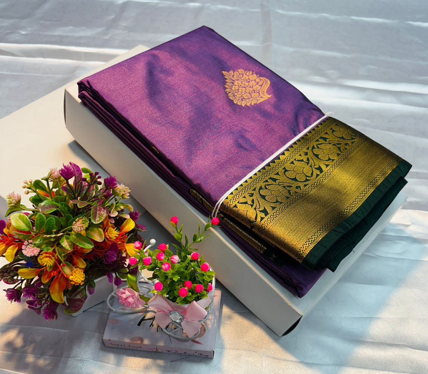 Luxury Border Pure Silky Soft Saree – 75 Dineyar Yarn Weaving with Double Warp Thana Silk, All-Over Butta Work & Rich Pallu