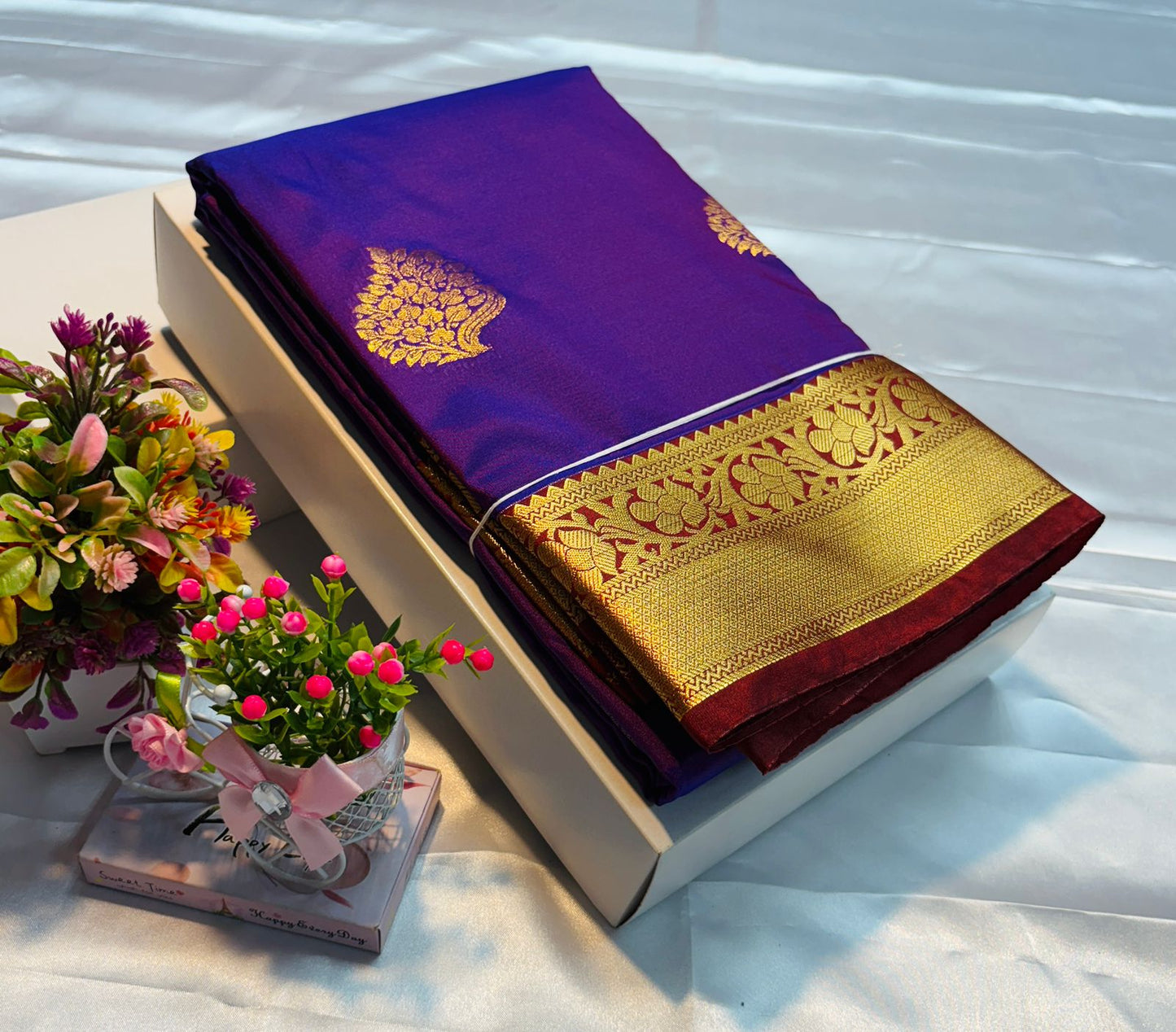 Luxury Border Pure Silky Soft Saree – 75 Dineyar Yarn Weaving with Double Warp Thana Silk, All-Over Butta Work & Rich Pallu