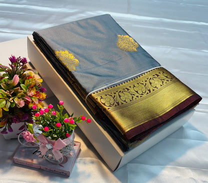 Luxury Border Pure Silky Soft Saree – 75 Dineyar Yarn Weaving with Double Warp Thana Silk, All-Over Butta Work & Rich Pallu