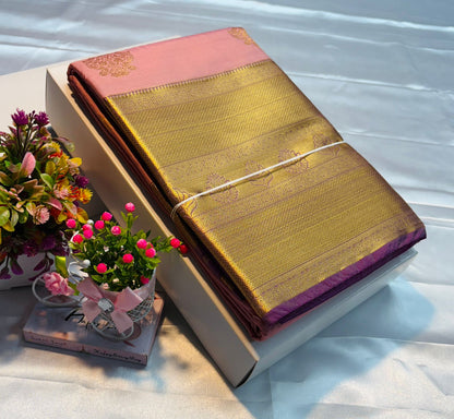 Luxury Border Pure Silky Soft Saree – 75 Dineyar Yarn Weaving with Double Warp Thana Silk, All-Over Butta Work & Rich Pallu