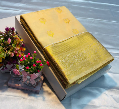 Luxury Border Pure Silky Soft Saree – 75 Dineyar Yarn Weaving with Double Warp Thana Silk, All-Over Butta Work & Rich Pallu