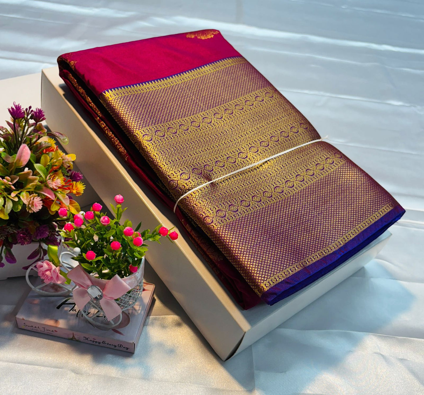 Luxury Border Pure Silky Soft Saree – 75 Dineyar Yarn Weaving with Double Warp Thana Silk, All-Over Butta Work & Rich Pallu