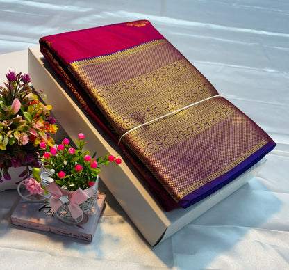 Luxury Border Pure Silky Soft Saree – 75 Dineyar Yarn Weaving with Double Warp Thana Silk, All-Over Butta Work & Rich Pallu