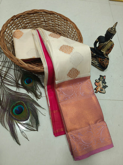 Arani Special TANA Soft Silk Saree for Women | Lightweight Traditional Saree with Grand Motif Design, Contrast Pallu & Blouse | Premium Quality Handloom Soft Silk (Festive & Wedding Wear)