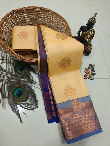 Arani Special TANA Soft Silk Saree for Women | Lightweight Traditional Saree with Grand Motif Design, Contrast Pallu & Blouse | Premium Quality Handloom Soft Silk (Festive & Wedding Wear)