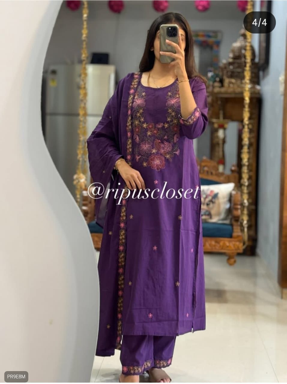 Cotton Embroidered Kurti Pant Dupatta Set for Women