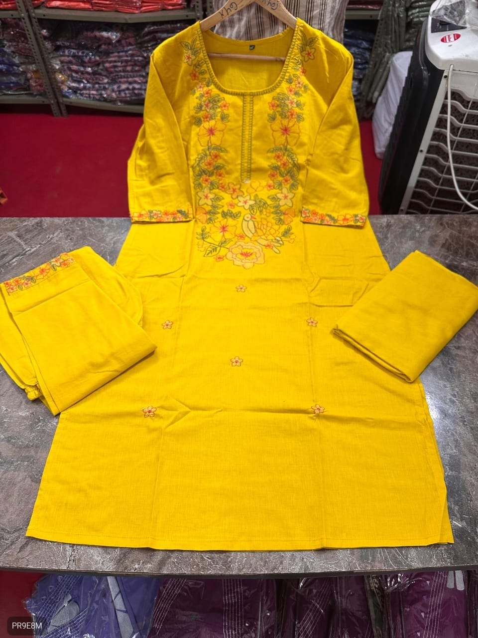 Cotton Embroidered Kurti Pant Dupatta Set for Women