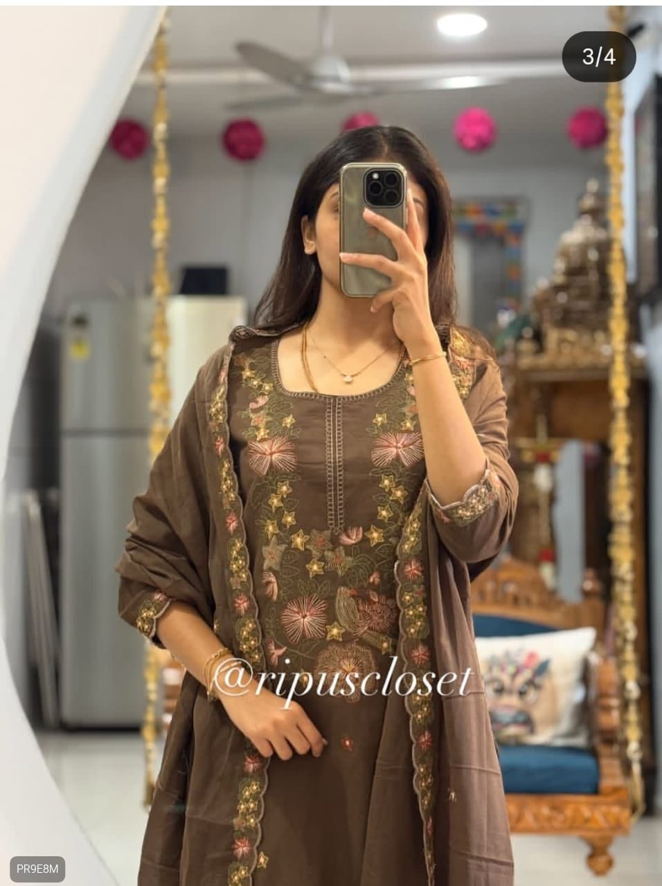 Cotton Embroidered Kurti Pant Dupatta Set for Women