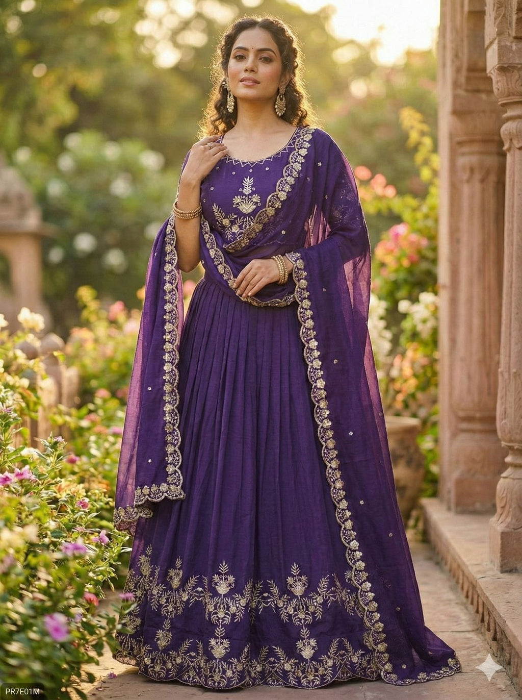 Premium Vichitra Silk Embroidered Lehenga Set