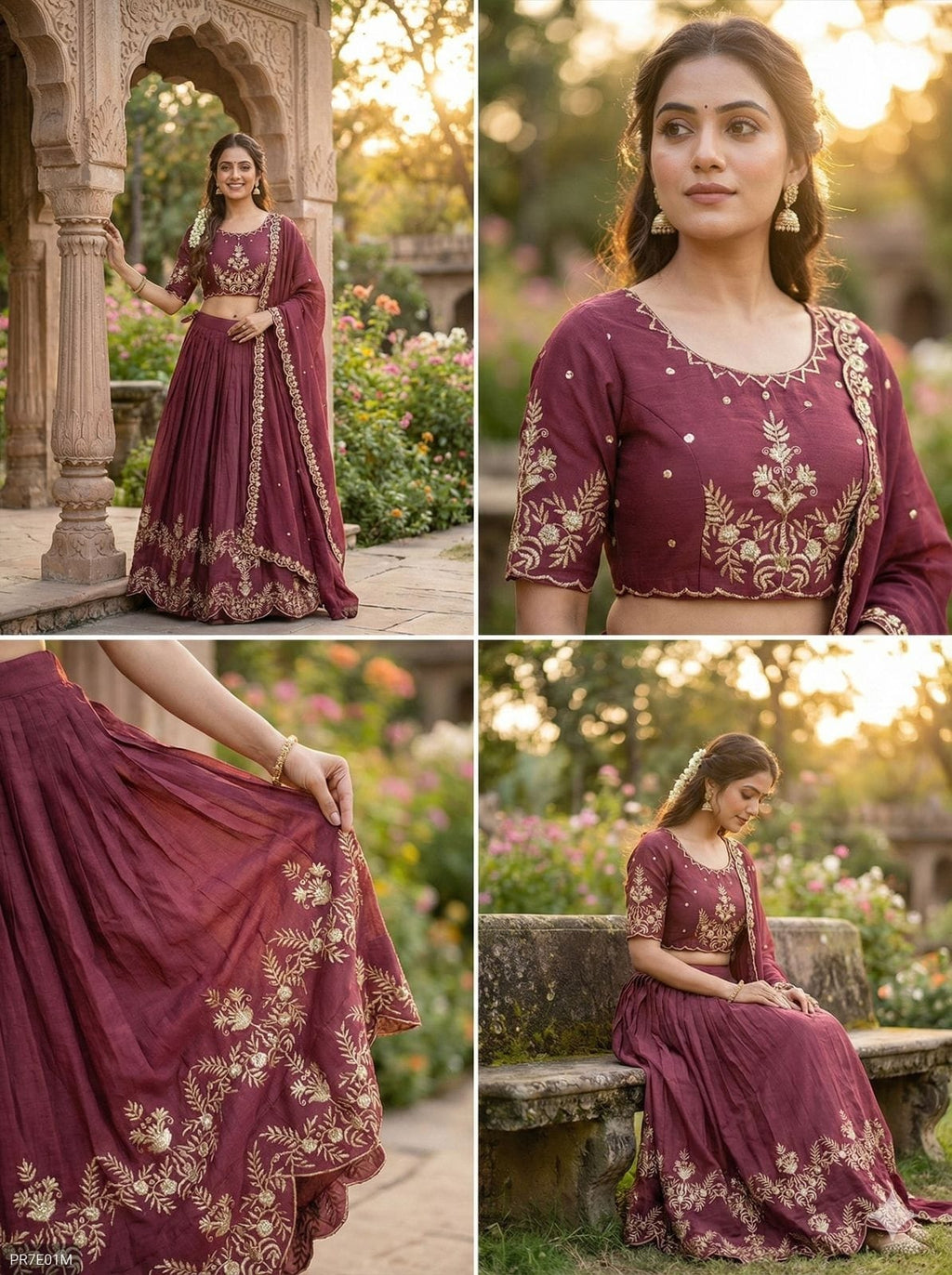 Premium Vichitra Silk Embroidered Lehenga Set