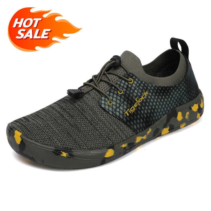 Outdoor Wide Toe Fly-knit Mesh Unisex Sports Shoes Slip-on Comfortable Casual Shoes