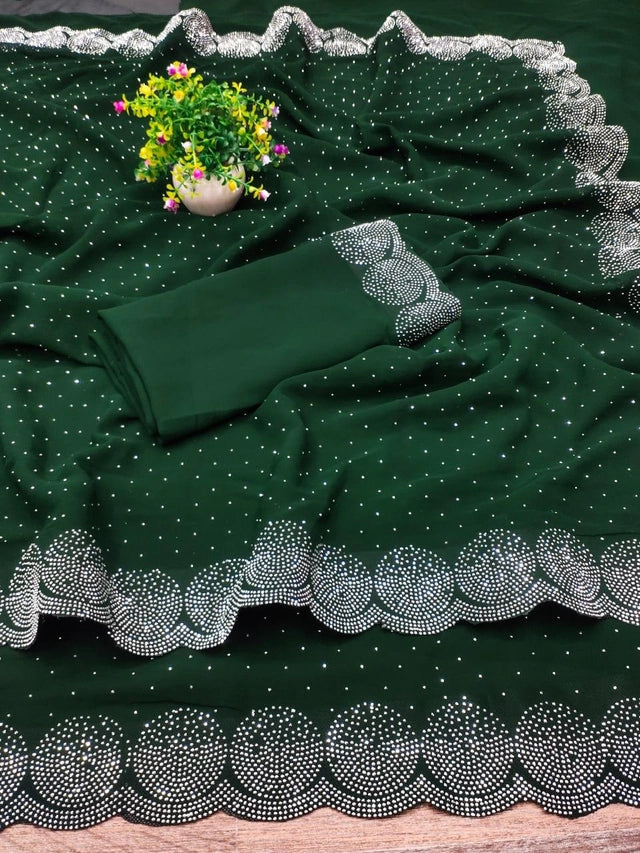 Georgette Embellished Saree for Women (Multicolor, 6.3 m)