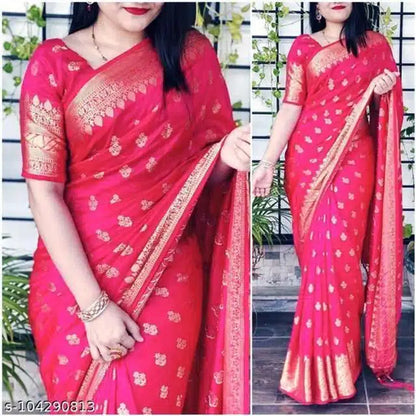 Jacquard Saree For Women (Multicolor, 6.3m)