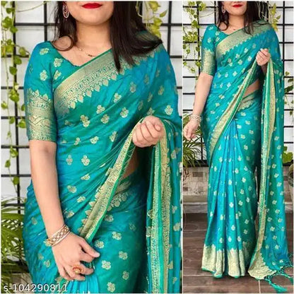 Jacquard Saree For Women (Multicolor, 6.3m)