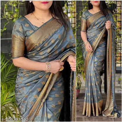 Banarasi Silk Saree With Blouse For Women (Multicolor, 6.3M)