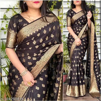 Jacquard Saree For Women (Multicolor, 6.3m)