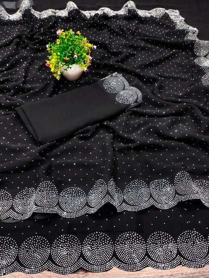 Georgette Embellished Saree for Women (Multicolor, 6.3 m)