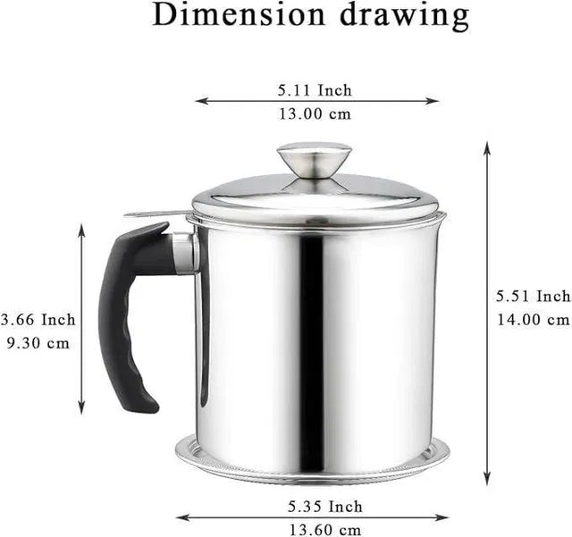 Stainless Steel Oil Pot With Filter & Lid