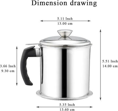 Stainless Steel Oil Pot With Filter & Lid