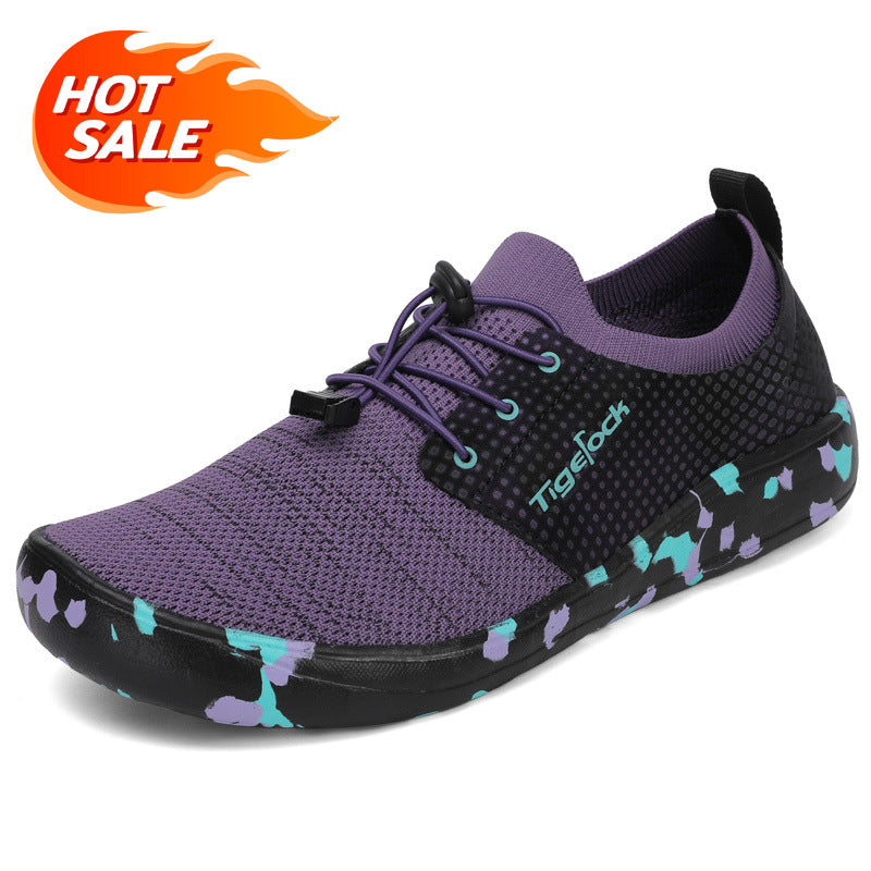 Outdoor Wide Toe Fly-knit Mesh Unisex Sports Shoes Slip-on Comfortable Casual Shoes