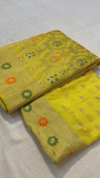 Pure Khadi Crepe Silk Saree with Rich Zari & Meenakari Weaving Work