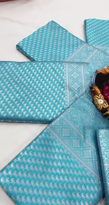 Elegant Soft Silk Saree for Women | Rich Pallu with All-Over Jacquard Weaving | Exclusive Jacquard Border Blouse Piece | Traditional Party & Wedding Wear Saree