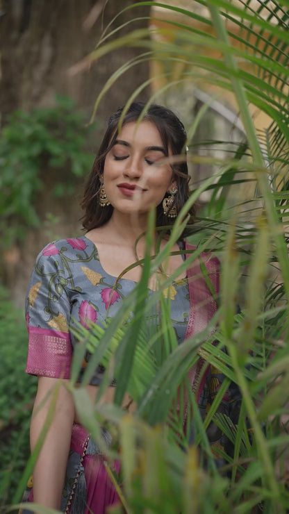 AKANKSHA Kalamkari Dola Silk Lehenga Choli Set