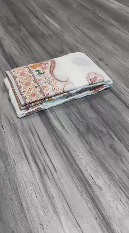 Pure Rajwadi Pashmina Silk Weaving Saree with Kashmiri Thread Work