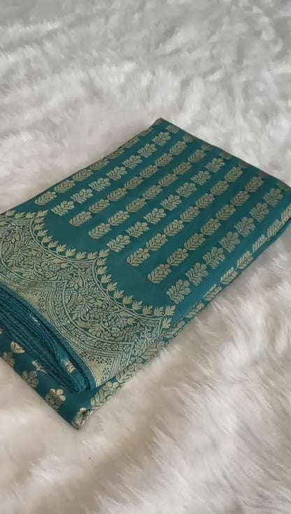 Pure Soft Russian Silk Saree – Elegant Zari Weaving with Designer Pallu & Tassels